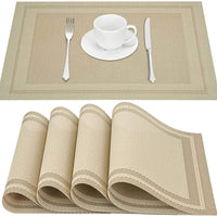 Set Of 4, Heat Resistant Placemats, Washable PVC Table Mats, Woven Vinyl Placemats For Dining Tables, Non-Slip And Stain Resistant Table Mats, Easy To Clean, Tabletop Protection, Home Kitchen Dining Table Decor