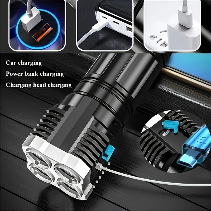 High-Power LED Flashlight, 4 Lamp Beads