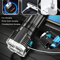 High-Power LED Flashlight, 4 Lamp Beads