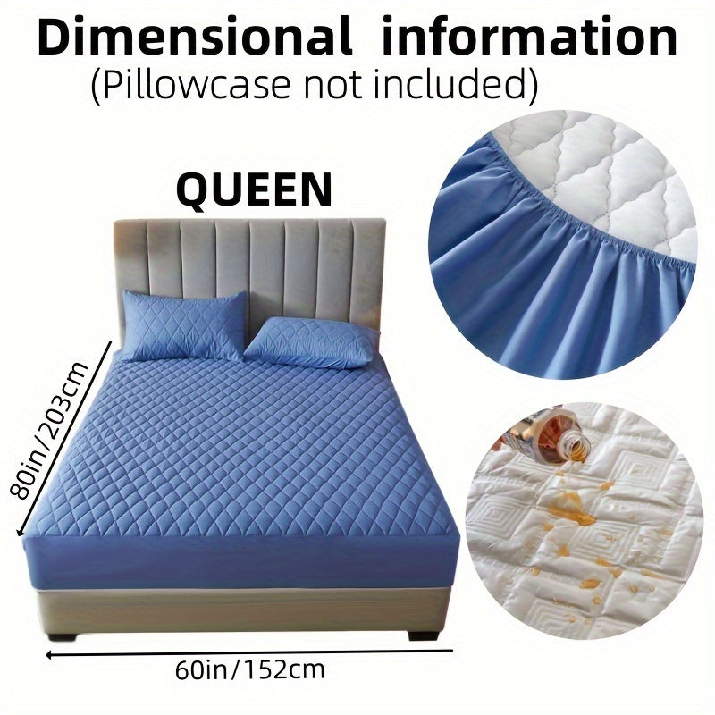 1pc Layered Solid Color Waterproof Mattress Protector (Without Pillowcase And Pillow Insert) Soft And Comfortable Mattress Cover Bedroom Guest Room Bedding Waterproof Mattress Protector Room Bedspread Non-slip All-inclusive P
