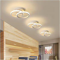 Double Circle Three-color Metal Eye Protection LED Ceiling Light Linear Design Semi-embedded Lamp Modern LED Ceiling Light, Acrylic LED Ceiling Light Suitable for Living Room, Corridor, Bedroom, Hotel, Bathroom