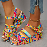 Women's Abstract Color Wedge Heeled Sandals