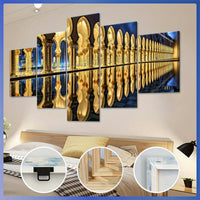 Wooden Framed Canvas, Magnificent Architecture Theme Poster - 5pcs