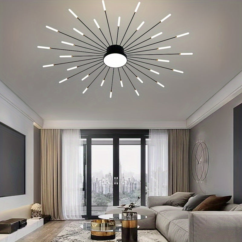 Modern LED Vortex Fireworks Ceiling Light – Sleek Acrylic Design with Illuminated Base, Neutral Lighting for Bedroom, Living Room, or Dining Room, Lights for Living Room