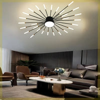 Modern LED Vortex Fireworks Ceiling Light – Sleek Acrylic Design with Illuminated Base, Neutral Lighting for Bedroom, Living Room, or Dining Room, Lights for Living Room