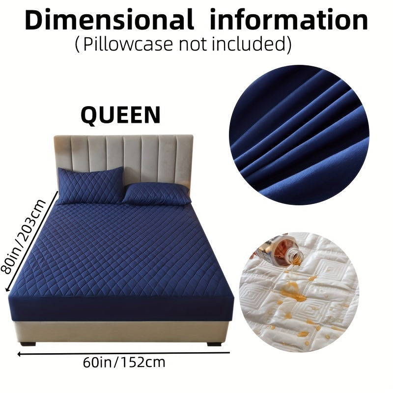 1pc Layered Solid Color Waterproof Mattress Protector (Without Pillowcase And Pillow Insert) Soft And Comfortable Mattress Cover Bedroom Guest Room Bedding Waterproof Mattress Protector Room Bedspread Non-slip All-inclusive P