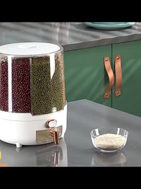 Rotating Cereal Dispenser - 6 Compartment PET Round Food Storage Containe