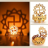 Hollow Carved Candle Holder, Alloy Light And Shadow