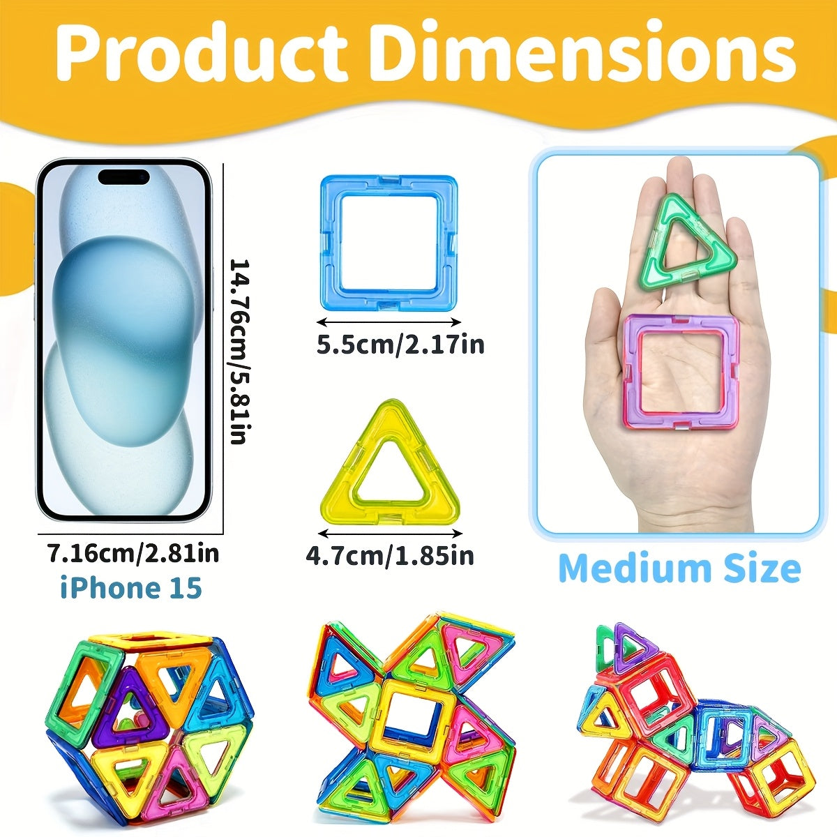 Magnetic Blocks Building Toys, Improve Creativity Hands-On Ability 3D Puzzle Design Toy, for 3 - 6 Years Old Best Birthday Halloween Gifts Random Color