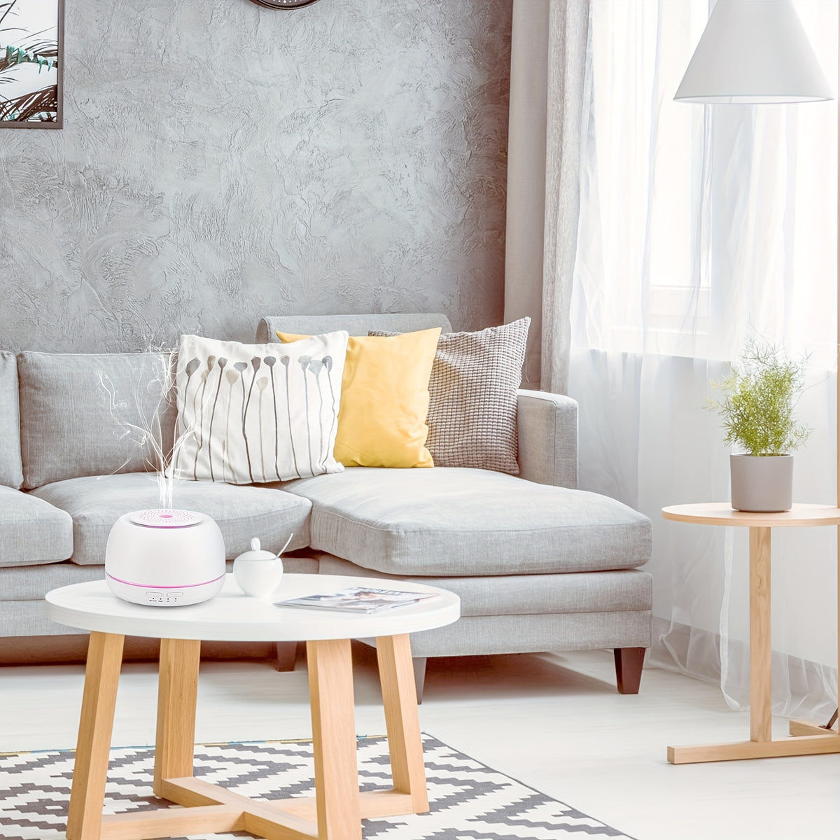 COOLUCK Essential Oil Diffuser 300ML Aromatherapy Diffuser Mist Quiet 5-In-1 Humidifiers 7 Color LED Lights Diffusers for Home Office Bedroom