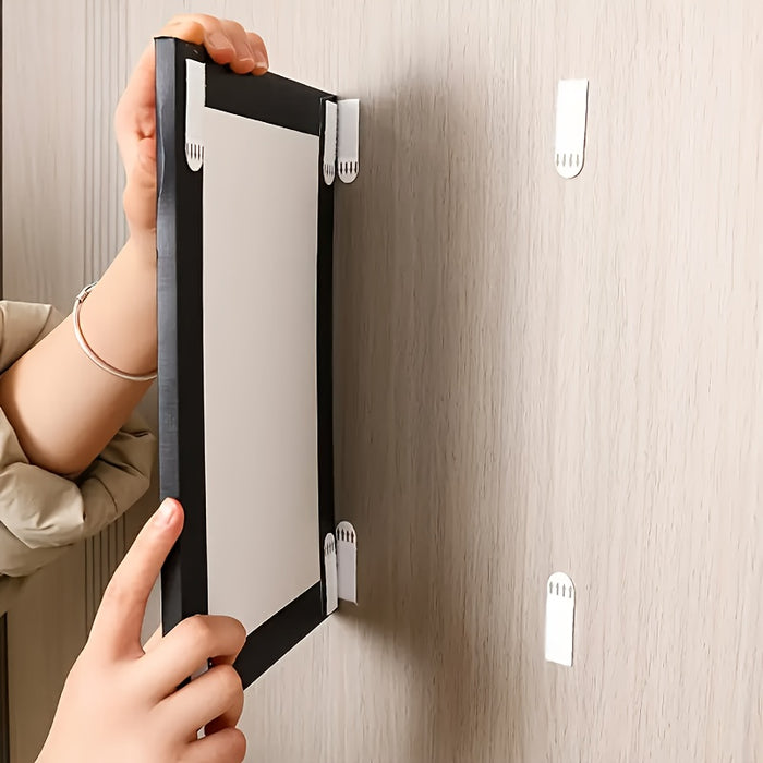 12 Pairs (24pcs) of No-Drill Picture Hanging Strips - Double-Sided Removable Wall Hooks, Suitable for Frames And Artwork, No Trace Adhesive, Water-Resistant Mounting Tape, Heavy-Duty Picture Hanging Set, No-Drill Picture Hang
