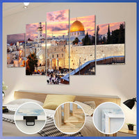 Wooden Framed Canvas, The Urban Landscape Of Jerusalem Theme Poster - 5pcs