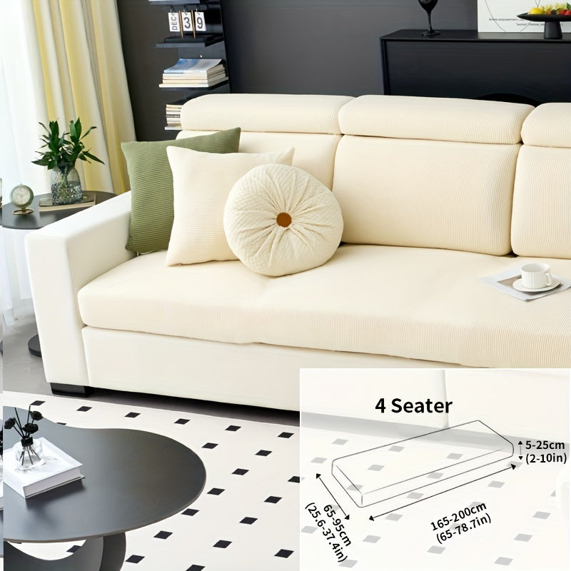 Modern Stretch Sofa Slipcovers - 1 Piece Polar Fleece Fabric Couch Protector, Machine Washable Sofa Cover, Fits Armchair to 4-Seater Sectional, Pet & Kid Friendly Furniture Protection