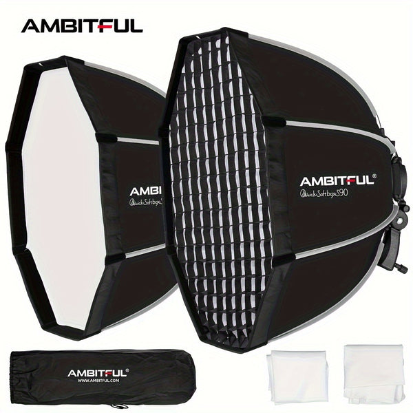 AMBITFUL Quick Release Octagon Softbox with Grid