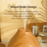 Large-Capacity Wood Grain Aromatherapy Diffuser with Essential Oil Compatibility, Timer, Auto Shut-Off, Soundwave technology Mist, USB Powered - Ideal for Spaces Over 45m²