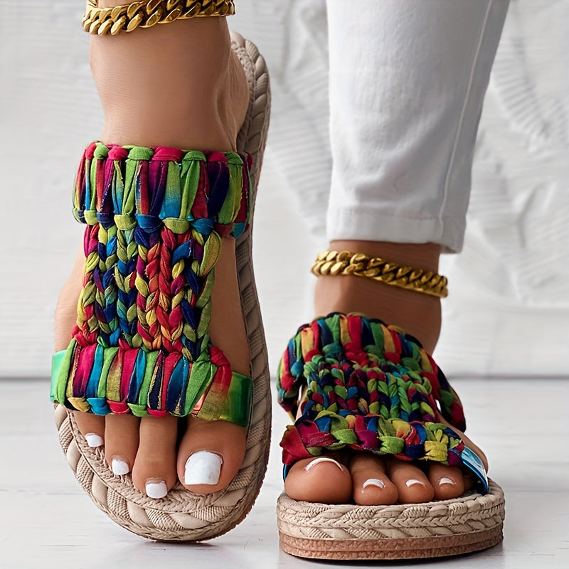 Colorful Woven Round Toe Casual Slippers