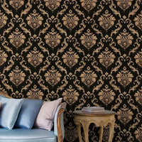 A Roll Of Black Golden Satin Wallpaper