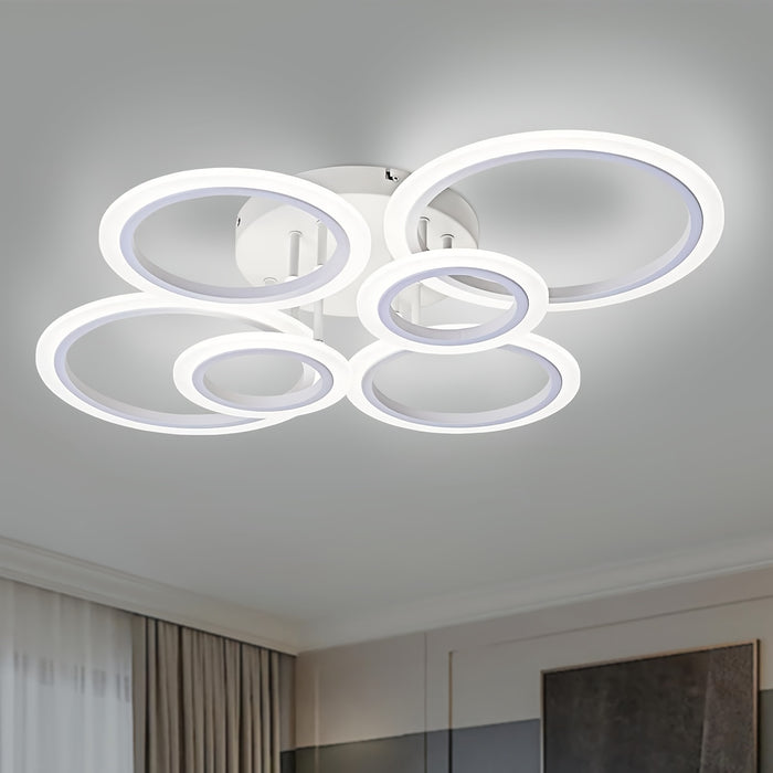 Modern LED Recessed Ceiling Light, 6-Ring Design, 4000K Non-Dimmable, E26 Base, for Kitchen, Living Room, Bedroom, Laundry Room Lighting - Indoor LED Lights, Energy Efficient, Ceiling Light Fixture