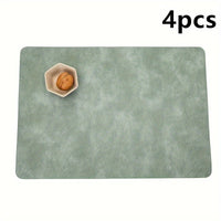 4pcs Set Faux Leather Placemats - Non-Slip, Heat-Resistant Table Mats with Cowhide Texture for Dining & Kitchen