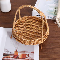 A Plastic Wicker Storage Rack, Portable Storage Tray, Multi-Purpose Handmade Woven Basket, Home Indoor Decoration, Food Service Tray for Restaurants And Hotels, Decorative Flower Basket for Weddings, Festive Storage Basket, F