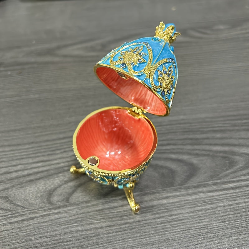 Elegant Hand-Painted Faberge Egg Trinket Box