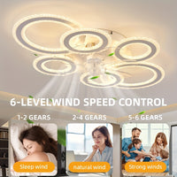 Modern Adjustable Ceiling Fan Light with Remote Control - 6 Brightness Levels, ABS/Acrylic/Metal Design, Mold-Resistant, Ideal for Living Room, Office, Bedroom, Kitchen, Fan for Bedroom, Perfect for Christmas Gifts, Holiday O