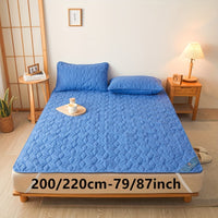 1pc Waterproof Mattress Pad Set, Dust & Stain Resistant, Soft Comfortable Bedding, Machine Washable, Polyester 100%, Polyurethane 100%, Woven, Active Printing, Ultrasonic Embossed, <3cm Thick, 80-85g Fabric Weight