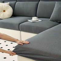 Modern Stretch Sofa Slipcovers - 1 Piece Polar Fleece Fabric Couch Protector, Machine Washable Sofa Cover, Fits Armchair to 4-Seater Sectional, Pet & Kid Friendly Furniture Protection