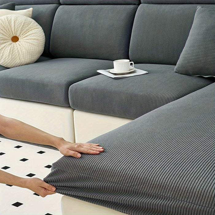Modern Stretch Sofa Slipcovers - 1 Piece Polar Fleece Fabric Couch Protector, Machine Washable Sofa Cover, Fits Armchair to 4-Seater Sectional, Pet & Kid Friendly Furniture Protection