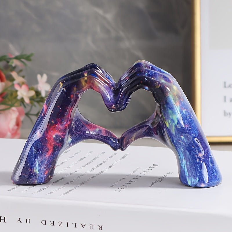 Galactic Heart Hand Gesture Resin Decorative Sculpture