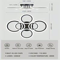 Modern LED Recessed Ceiling Light, 6-Ring Design, 4000K Non-Dimmable, E26 Base, for Kitchen, Living Room, Bedroom, Laundry Room Lighting - Indoor LED Lights, Energy Efficient, Ceiling Light Fixture