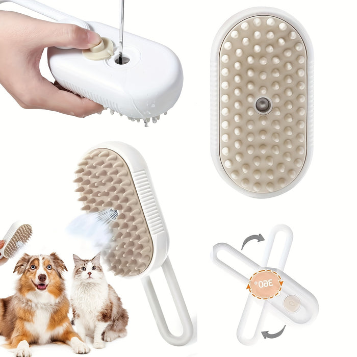 Steam Brush for Cats And Dogs - Pet Grooming Tool with Release Button - 3 in 1