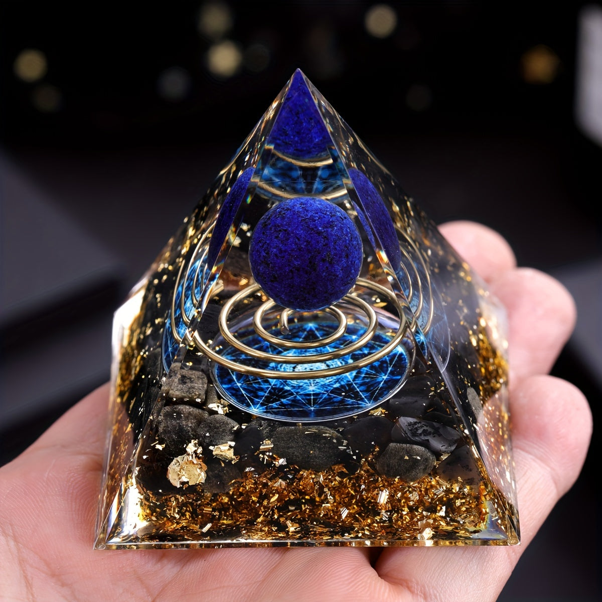 Lapis Lazuli Orgone Crystal Pyramid, Unique Gift Idea