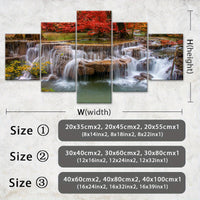 Wooden Framed Canvas, Jungle And Stream Theme Poster - 5pcs