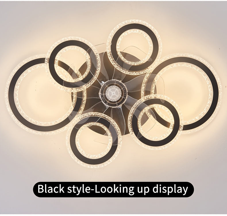 Modern Adjustable Ceiling Fan Light with Remote Control - 6 Brightness Levels, ABS/Acrylic/Metal Design, Mold-Resistant, Ideal for Living Room, Office, Bedroom, Kitchen, Fan for Bedroom, Perfect for Christmas Gifts, Holiday O