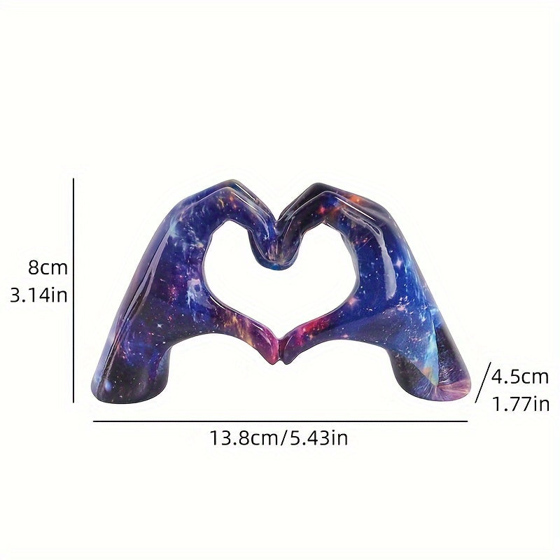 Galactic Heart Hand Gesture Resin Decorative Sculpture