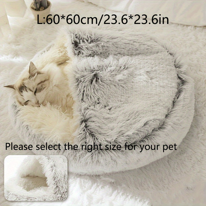 Luxurious Plush Hooded Donut Pet Bed for Cats & Small Dogs