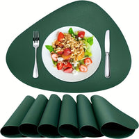 Round Faux Leather Placemats Set of 6, Non-Slip, Wipeable Table Mats for Dining, Kitchen, Restaurant, Cafe - Heat Resistant, Elegant Decorative Easy Clean Place Mats for Christmas