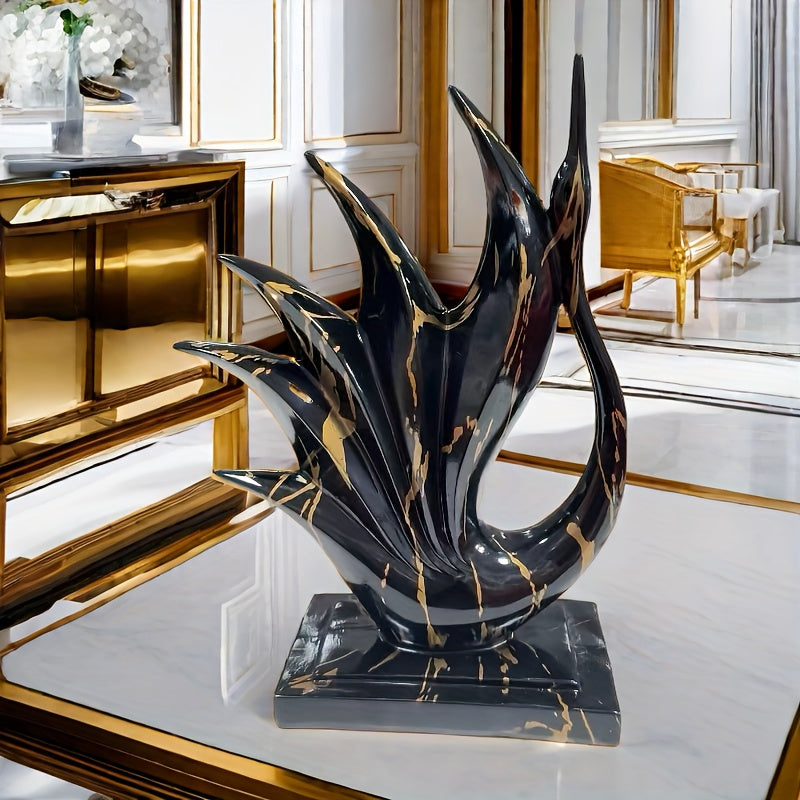 Abstract Elegant Resin Swan Statue