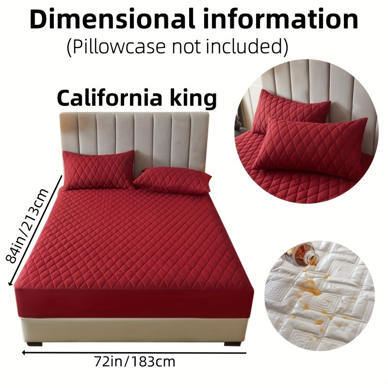 1pc Layered Solid Color Waterproof Mattress Protector (Without Pillowcase And Pillow Insert) Soft And Comfortable Mattress Cover Bedroom Guest Room Bedding Waterproof Mattress Protector Room Bedspread Non-slip All-inclusive P