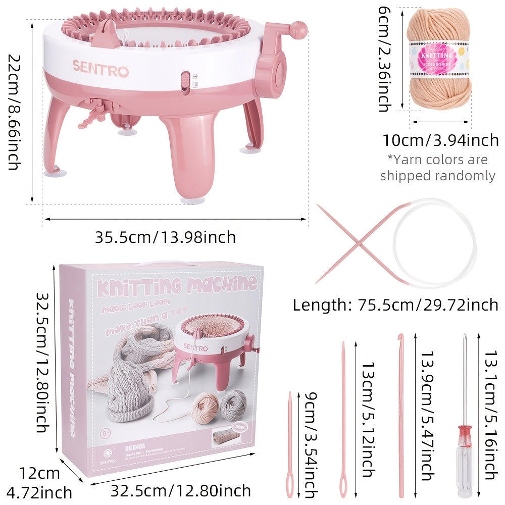 QJH 40-Needle Knitting Machine Kit, DIY Creative Weaving Loom, Quick Knit for Hats, Scarves, Gloves, Coasters, Circular & Flat Weaving, with Manual Operation, No Electricity or Batteries Needed