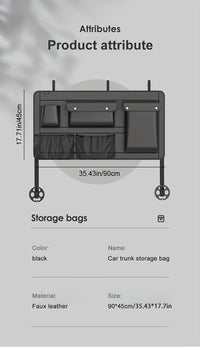 Large Capacity Car Trunk Organizer With Partition Design, Multifunctional PU Leather Storage Box