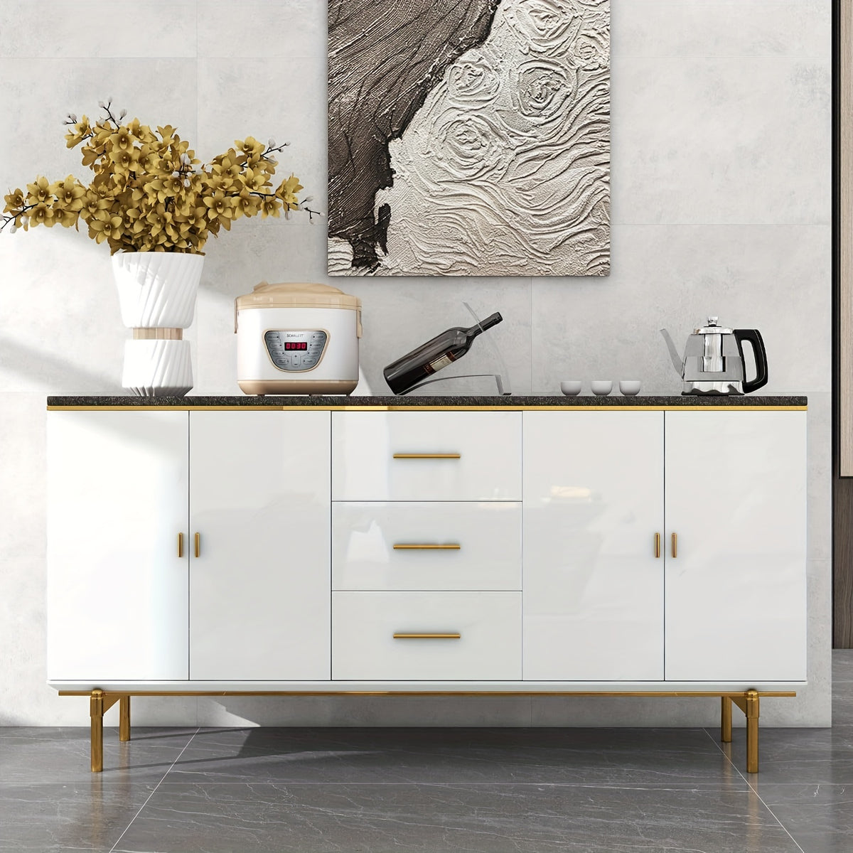 Self-Adhesive Marble Contact Paper – Polyvinyl Chloride Waterproof Countertop Sticky Wrap for Kitchen Cabinet Top, White Vinyl Cover for Desk and Table – Easy DIY Splatter Screen for Holiday Decor, Peel and Stick, 300cm/1
