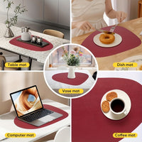 Round Faux Leather Placemats Set of 6, Non-Slip, Wipeable Table Mats for Dining, Kitchen, Restaurant, Cafe - Heat Resistant, Elegant Decorative Easy Clean Place Mats for Christmas