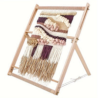 Wooden DIY Weaving Loom Kit, Handcraft Knitting Frame with Shuttle & Beaters, Yarn Weaving Tool for Tassel Tapestry & Carpet, No Electricity Required, Handmade Home Decor Craft Set