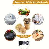 2/4pcs Natural Wood Handle Kitchen Cleaning Brush Set, Reusable Medium Firmness, with Sisal and Palm Fiber, for Pots, Pans, and Vegetables, Non-Electric Cookware Scrubbing Kit