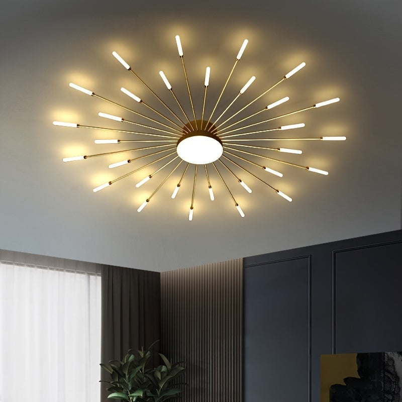 Modern LED Vortex Fireworks Ceiling Light – Sleek Acrylic Design with Illuminated Base, Neutral Lighting for Bedroom, Living Room, or Dining Room, Lights for Living Room