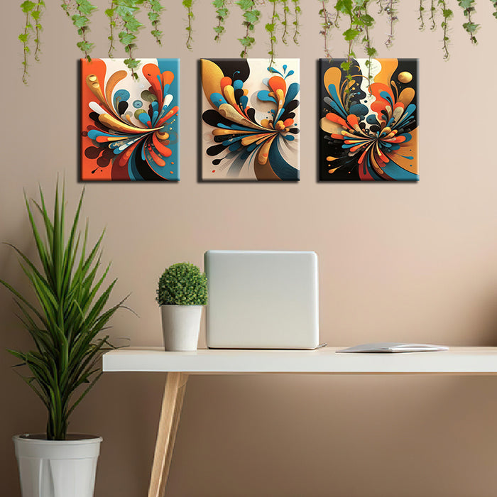 Vibrant Abstract Canvas Wall Art - Easy-Hang Framed Decor - 3Pcs