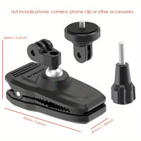 Swivel Backpack Clip Magnetic Action Camera Mount - 360 Degree Rotation
