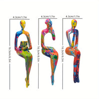 Modern Resin Abstract Figures Set, Multi-Pose Sitting Design - 3pcs